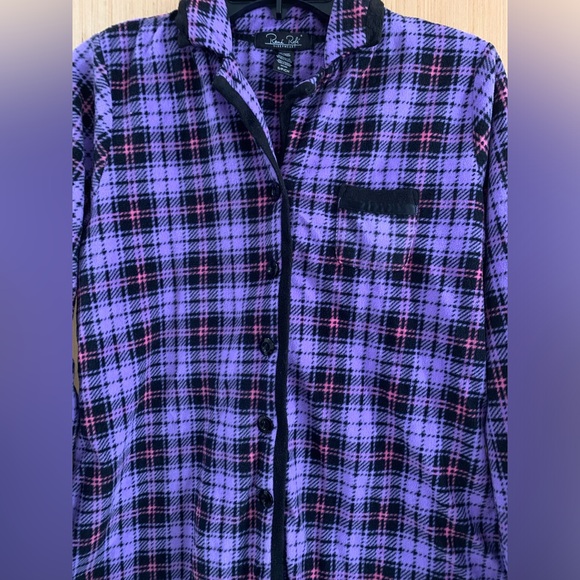 Rene Rofe purple plaid plush fleece soft pajama set size S - Picture 2 of 5